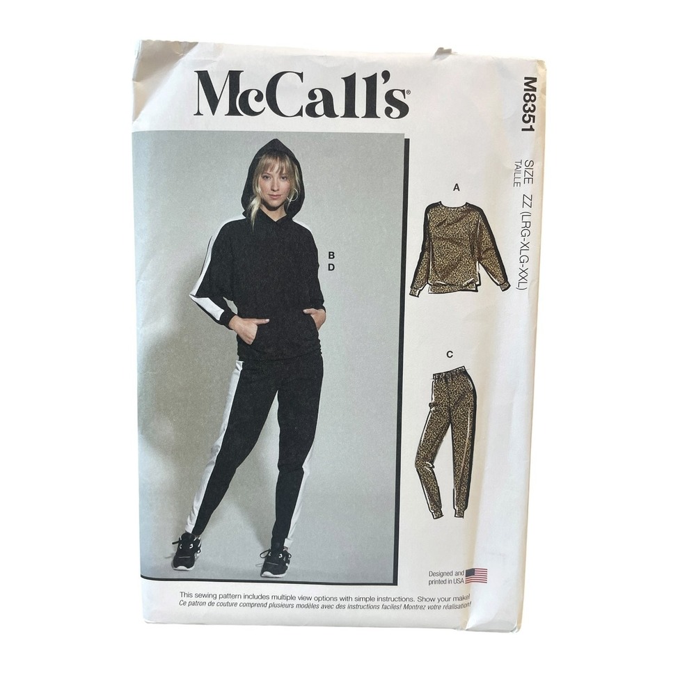 McCall's Sewing Pattern M8351 Misses XS-XXL Multi Athleisure Hoodie Pants Top